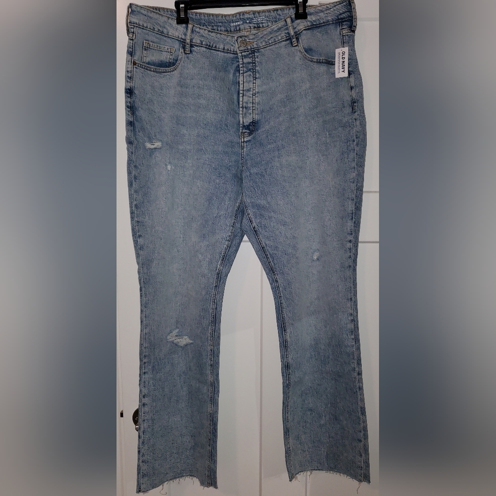 New Old Navy Extra High-Rise Ripped Boot Cut Jean